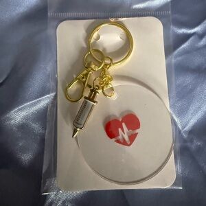 Heartbeat Keychain with Gold Accents